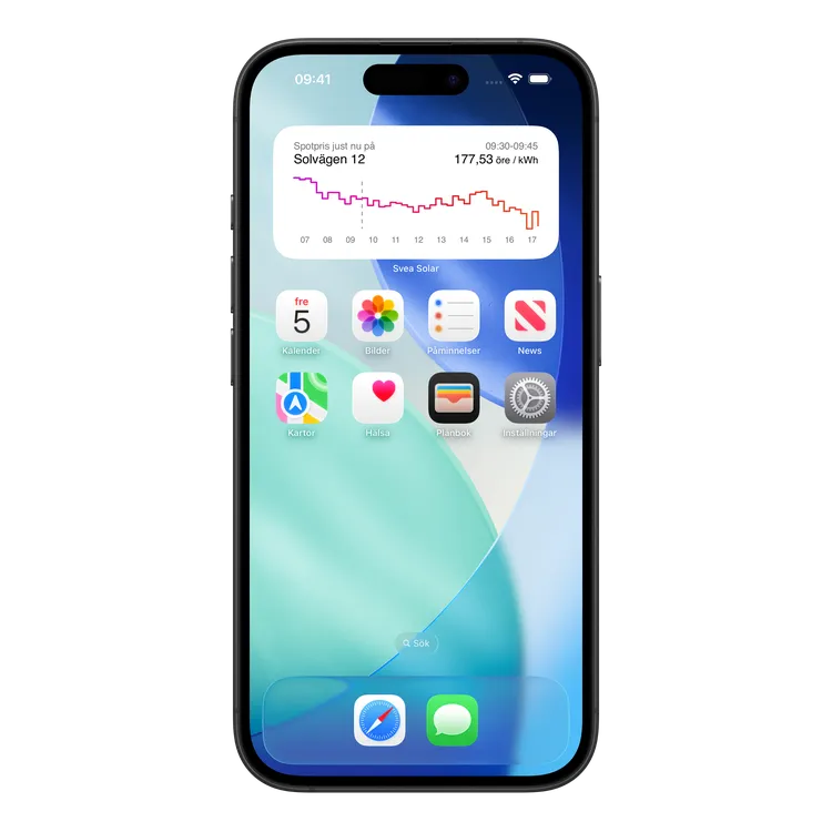 Svea Solars widget i smartphone