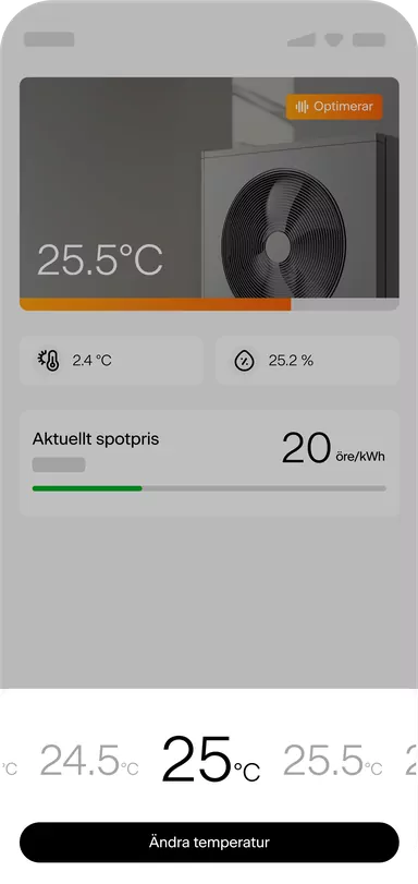 Heat pump app screen
