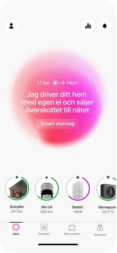 Solar panels app screen